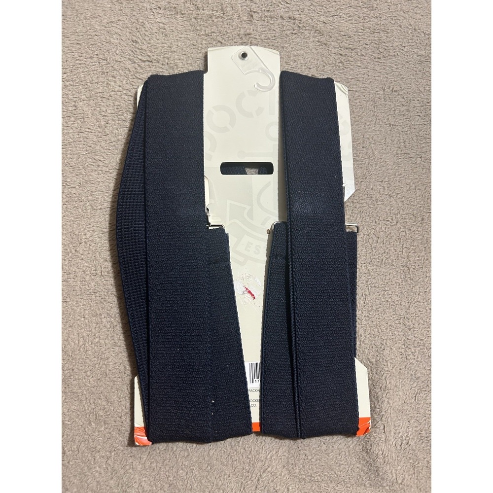 NWT Dockers Mens Navy Blue Adjustable Clip-On Suspenders Solid Fits Size S-XL - Picture 2 of 5